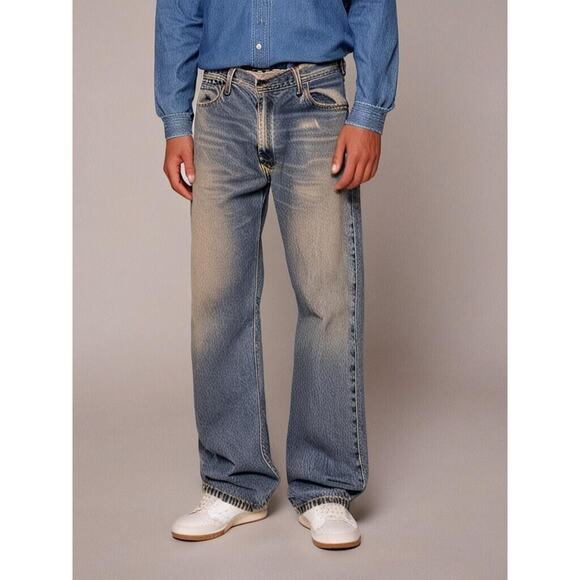 Levis Strauss Signature Jeans 36x30 Men Blue Denim Loose Relaxed Fit Light Wash - Picture 1 of 12